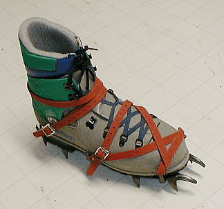 outer edge view of standard crampon strap