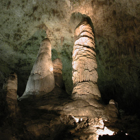 Giant Stalagmites in Carlsbad Caverns