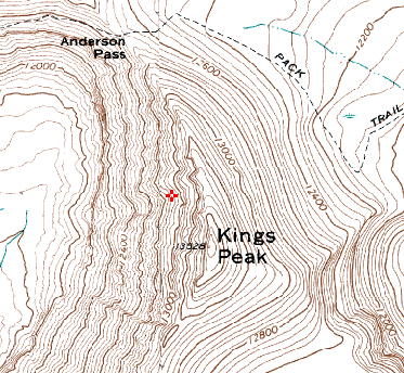 Kings Peak, as it appears on the 7.5' quad