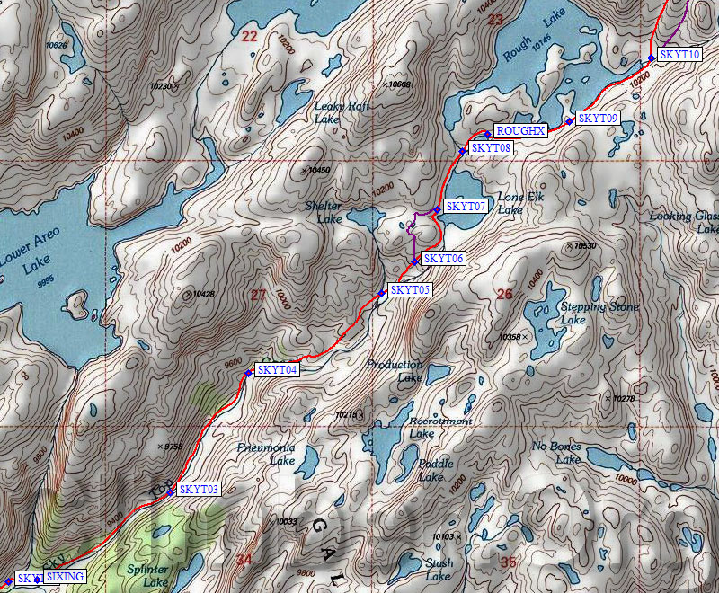 map for Sky Top below Rough Lake